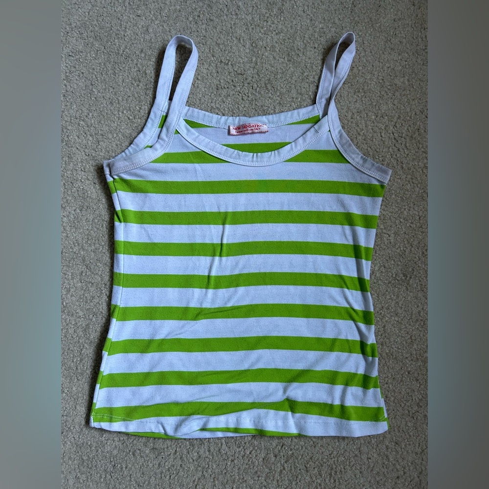 Vintage Green and White Striped Tank Top